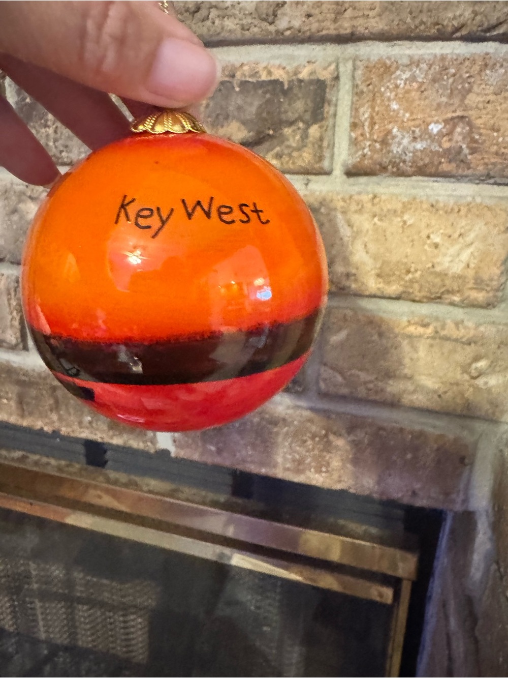 Key West Glass Holiday Ornament in Orange and Red